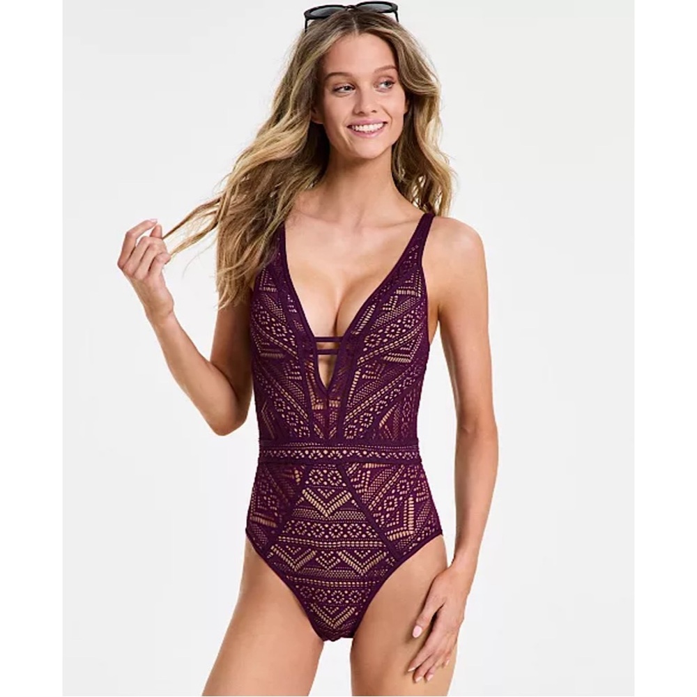 BECCA Purple Lace One Piece Swimsuit